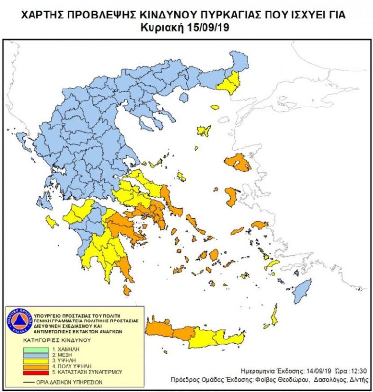 Πολύ υψηλός κίνδυνος πυρκαγιάς σήμερα σε 6 Περιφέρειες