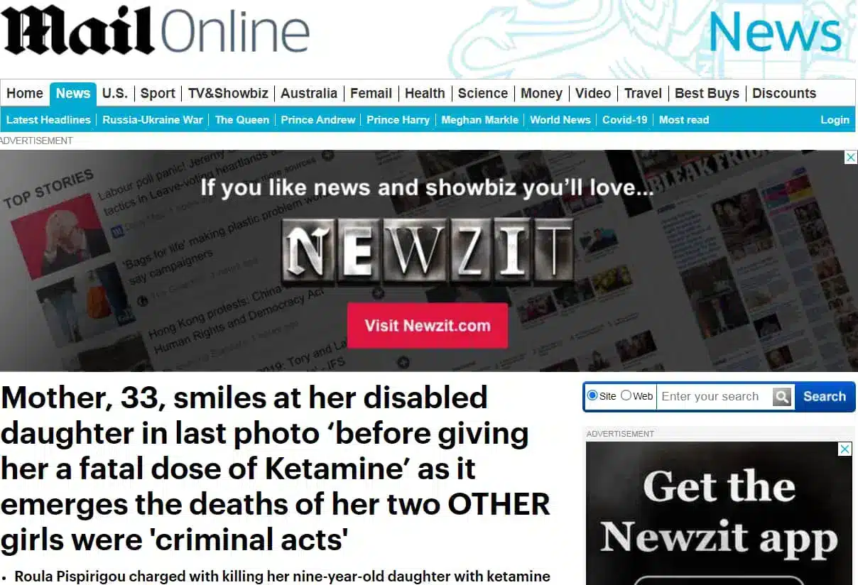 Daily meil - Daily Mail για την υπόθεση της Πάτρας και Πισπιρίγκου: «Μητέρα χαμογελά δίπλα στο παιδί της πριν του δώσει θανατηφόρα δόση κεταμίνης» (εικόνες)