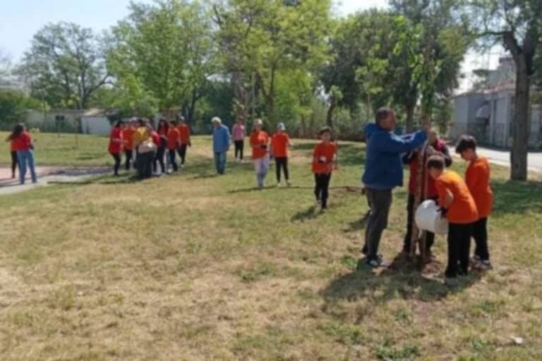 Θεσσαλονίκη: Δενδροφύτευση από μαθητές και αστυνομικούς για τα θύματα του δυστυχήματος των Τεμπών στο πάρκο Διαλογής