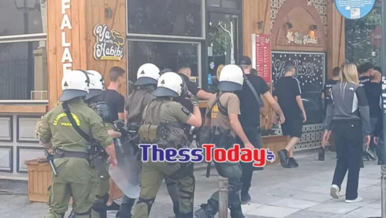 Ένταση με οπαδούς του ΠΑΟΚ και ΜΑΤ γύρω από την Καμάρα (βίντεο)