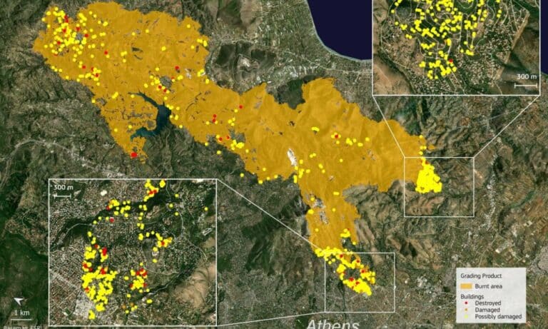 Copernicus: Πάνω από 100.000 στρέμματα κάηκαν στη φωτιά της Αττικής