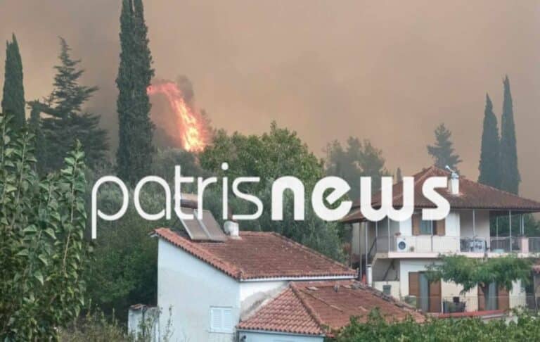 Φωτιά στην Ηλεία: Διπλό πύρινο μέτωπο σε Πανόπουλο και Γεράκι Αμαλιάδας – Απειλούνται σπίτια, ήχησε το 112 (βίντεο)