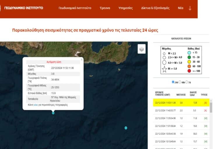 Σεισμός τώρα 3,8 Ρίχτερ στα ανοικτά της Κρήτης!