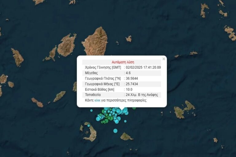 Νέος σεισμός τώρα 4,6 Ρίχτερ ανοιχτά της Ανάφης!