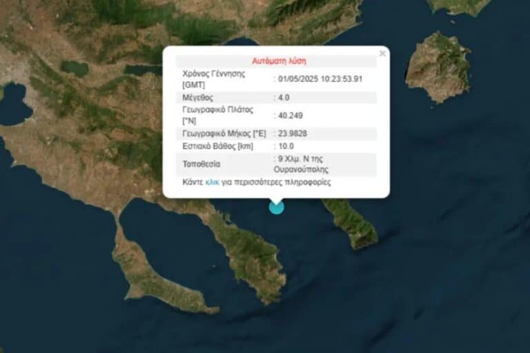 Σεισμός τώρα κοντά στο Άγιο Όρος