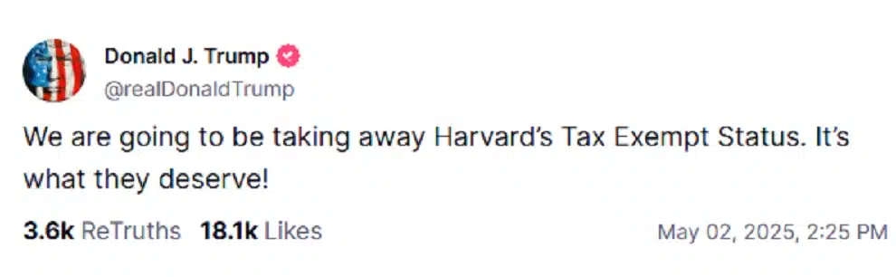 trump harvard taxes 02 05 2025