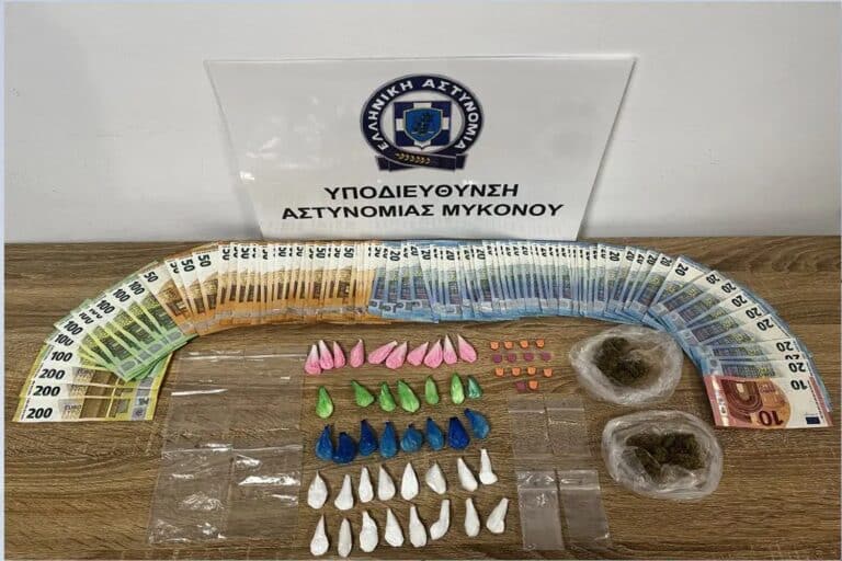 Μύκονος: Συνελήφθη 22χρονος αλλοδαπός για διακίνηση κοκαΐνης, κάνναβης και δισκίων XTC
