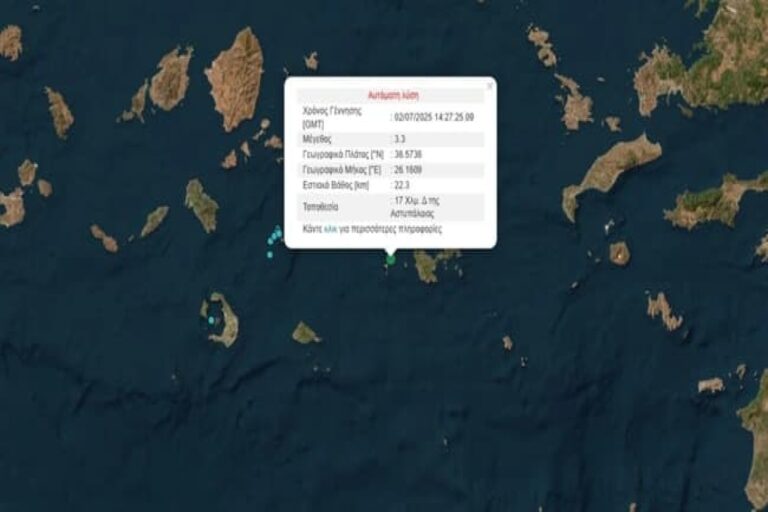 Σεισμός 3,3 Ρίχτερ ανοικτά της Αστυπάλαιας