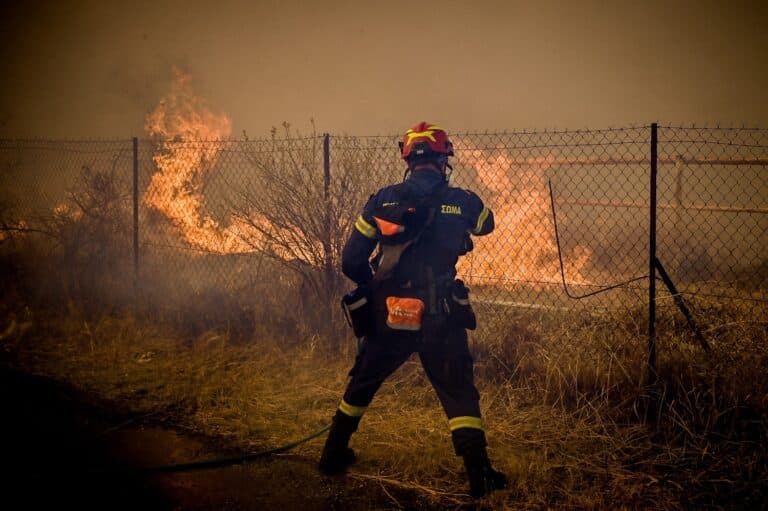 Φωτιά στην Οινόη: Ήχησε το «112», διεκόπη η κυκλοφορία των οχημάτων στην Εθνική Οδό Ελευσίνας-Θηβών