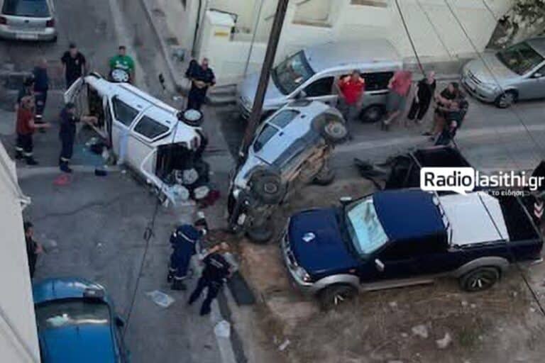 Τροχαίο-σοκ στη Σητεία: Δύο ΙΧ ανατράπηκαν μετά από σφοδρή σύγκρουση – Στο νοσοκομείο οι τραυματίες