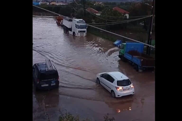 Προβλήματα από την κακοκαιρία στη Λέσβο – Πλημμύρισαν Καλλονή και Σκάλα, κλειστά τα σχολεία στην περιοχή (βίντεο)