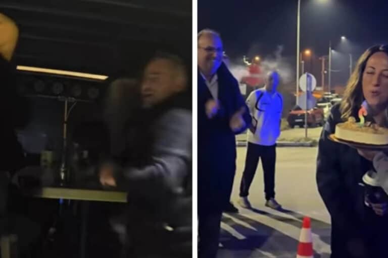 Μπλόκο αγροτών: Ετοίμασαν τούρτα-έκπληξη σε αστυνομικό στο Νευροκόπι (βίντεο) 