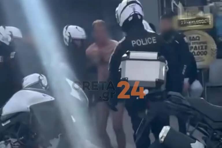 Ηράκλειο: Εκτός ελέγχου ημίγυμνος άνδρας – Προκάλεσε ζημιές σε σούπερ μάρκετ, βιτρίνες και αυτοκίνητα (εικόνες) 