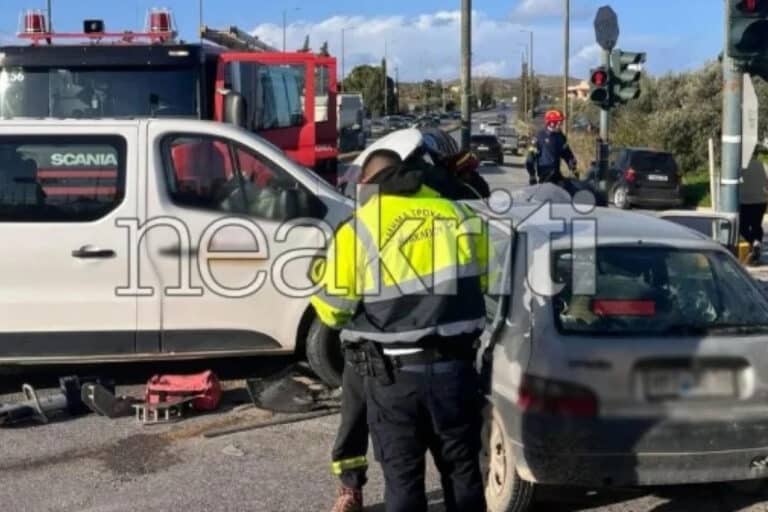 Τροχαίο στο Ηράκλειο: Τραυματίστηκαν δύο άτομα έπειτα από σύγκρουση οχημάτων (βίντεο)