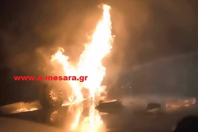 Κρήτη: Αυτοκίνητο βγήκε εκτός πορείας και κάηκε ολοσχερώς