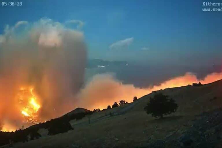 Δυτική Αττική: Συγκλονιστικό timelapse από την εξάπλωση της φωτιάς στις πλαγιές του Κιθαιρώνα (βίντεο)