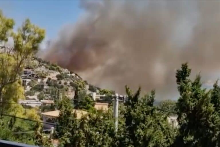 Φωτιά στον Λουτρόπυργο Αττικής – Ήχησε το «112» για εκκένωση προς Νέα Πέραμο (βίντεο)