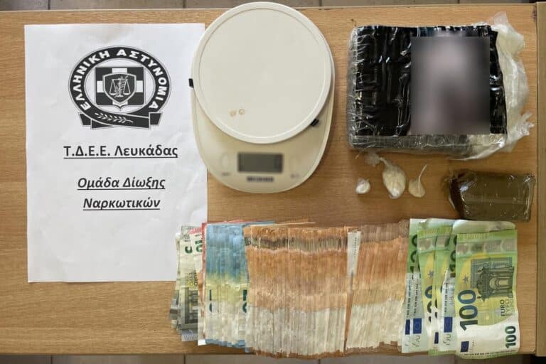 Λευκάδα: 39χρονος συνελήφθη με ναρκωτικά, ρόπαλο και πάνω από 11.000 ευρώ