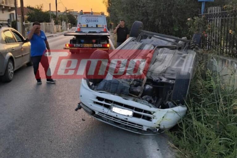 Πάτρα: ΙΧ εξετράπη της πορείας του και ανετράπη στα Βραχνέικα – Σώος ο νεαρός οδηγός (εικόνες)