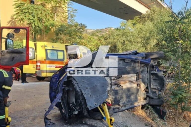 Ηράκλειο: Αυτοκίνητο έπεσε από τη γέφυρα της Παντάνασσας – Στο νοσοκομείο δύο άτομα